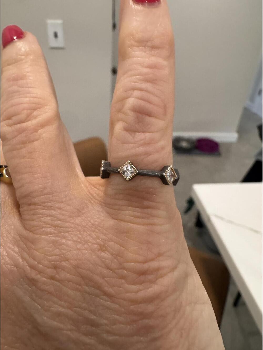 Frieda Rothman FR 925 stacking ring, sterling silver with CZ’s